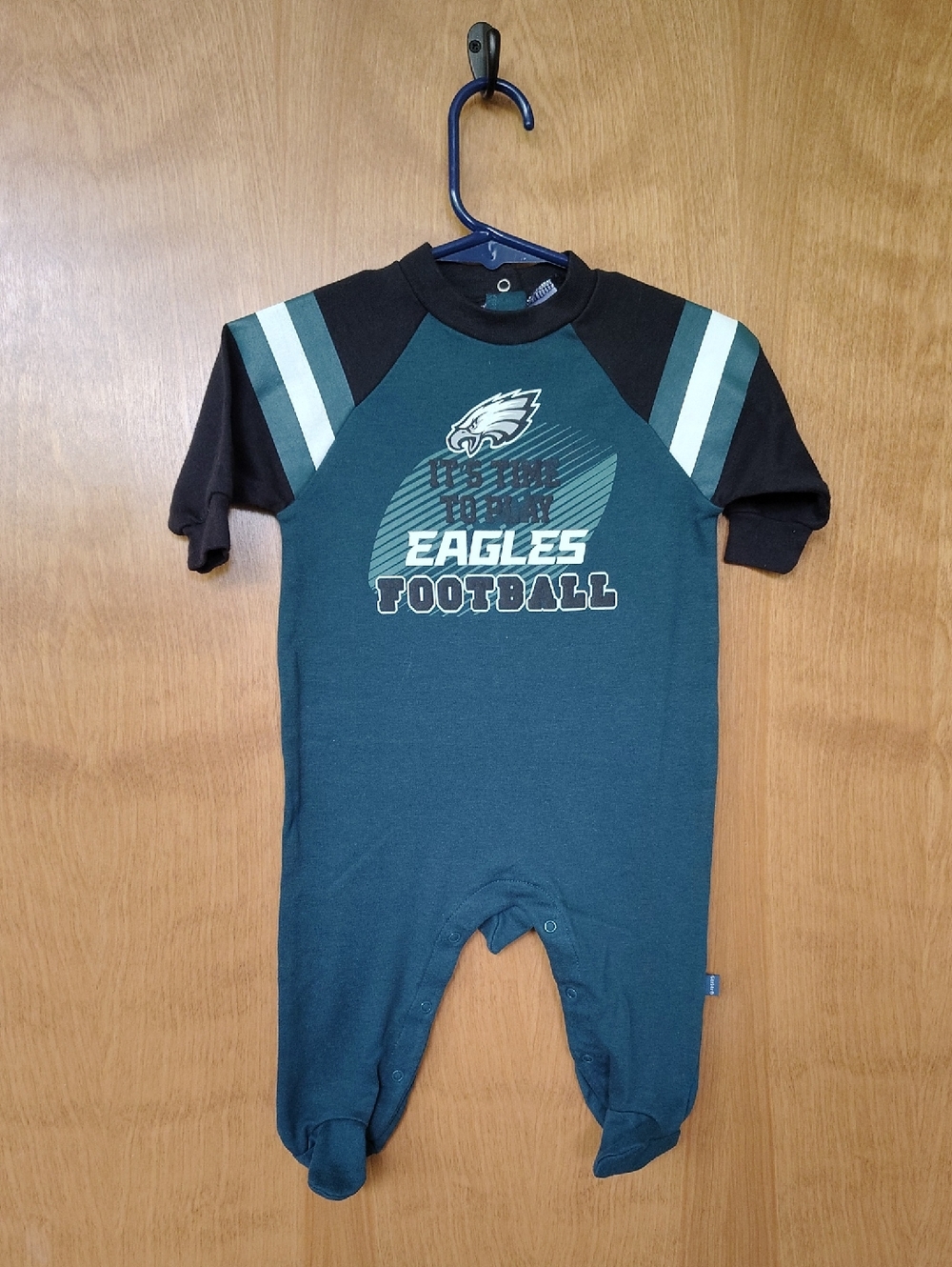 Gerber Teal and Black Eagles Football Footed One-Piece